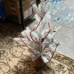 White Holiday Tree with Red Beads